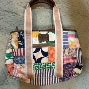 Coach Blue and Pink Shoulder Bag with Patchwork Design 2006
